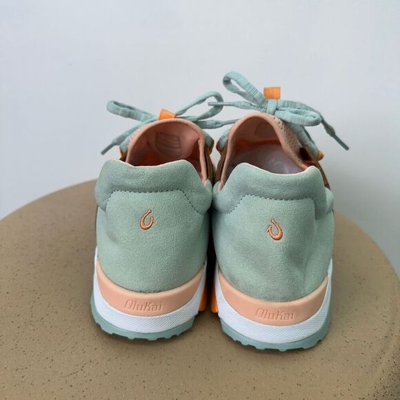 Olukai Sporty Wailuku Women’s Athletic Mesh Sneaker Orange Peach Swell Teal - Picture 8 of 13